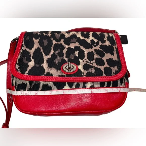 Coach - red and leopard crossbody bag- like new - Picture 6 of 12